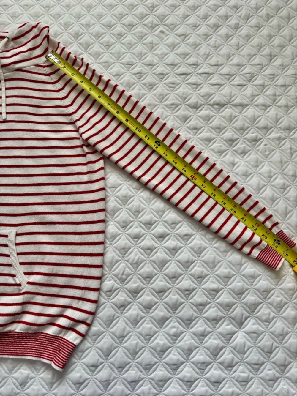 Amour Vert Kaitlyn White Red Striped Cowl Neck Drawstring Pullover Sweater Sz M